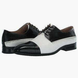 Stacy Adams Black and White Men Cabot Cap Toe Oxfords